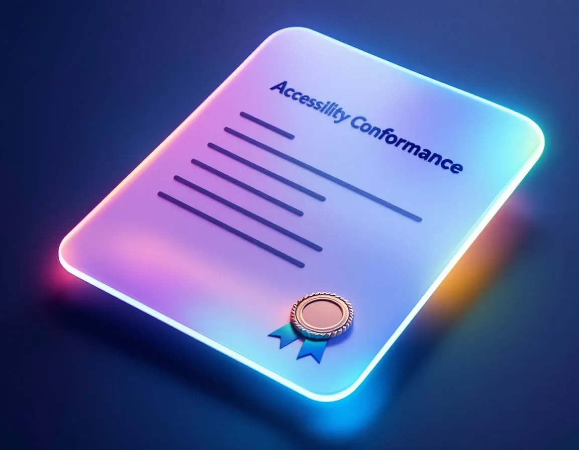 An accessibility conformance report document with conformance tables and standards logos.