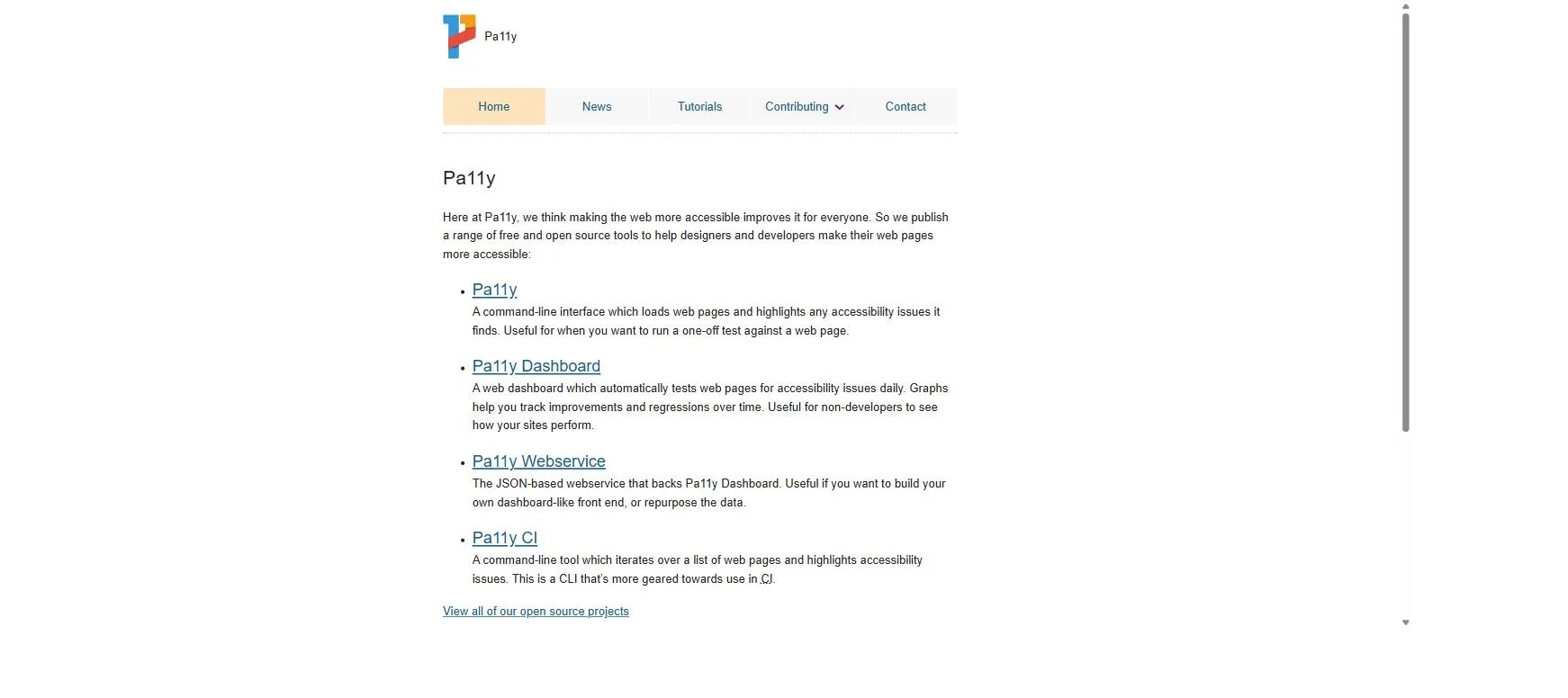 Pa11y Dashboard showing scheduled test results and regression graphs across monitored URLs.