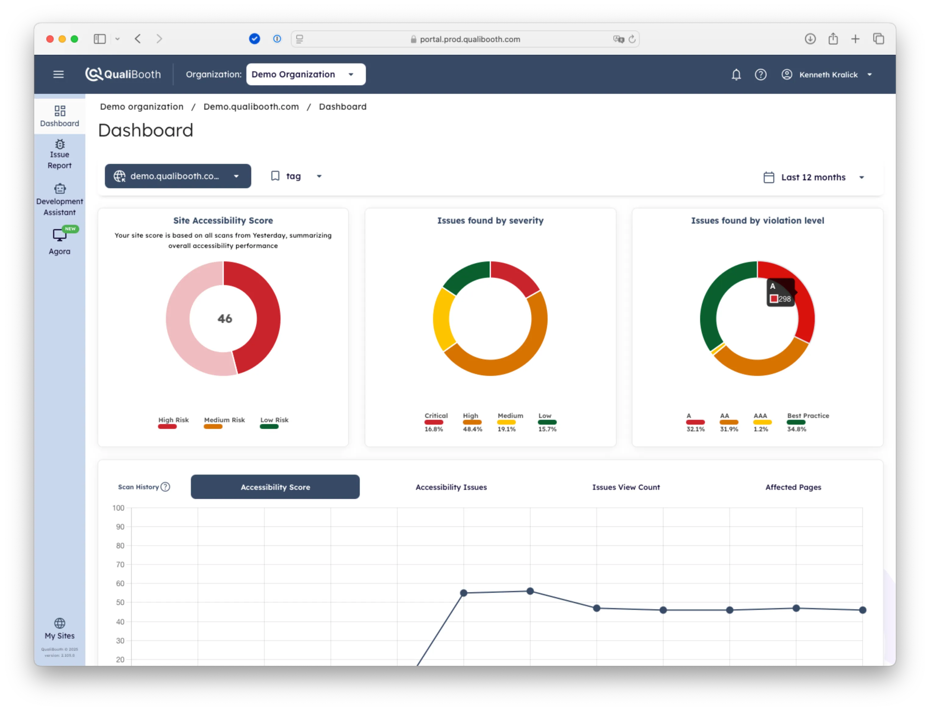 A screenshot of our QualiBooth Accessibility Toolkit. Currently showing the dashboard.